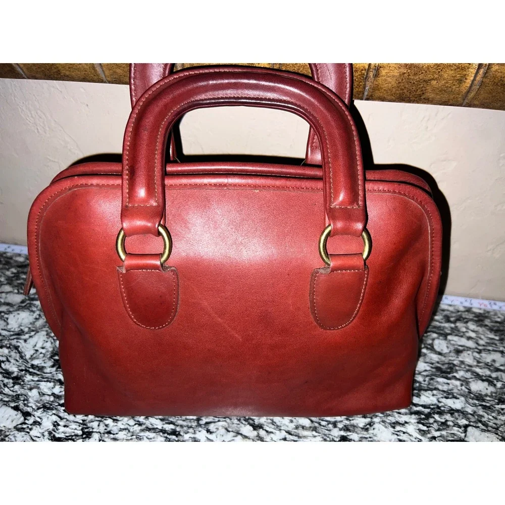Vintage Coach Baxter 9903 Bordeaux Burgundy Glove Tanned Leather Satchel USA KMM